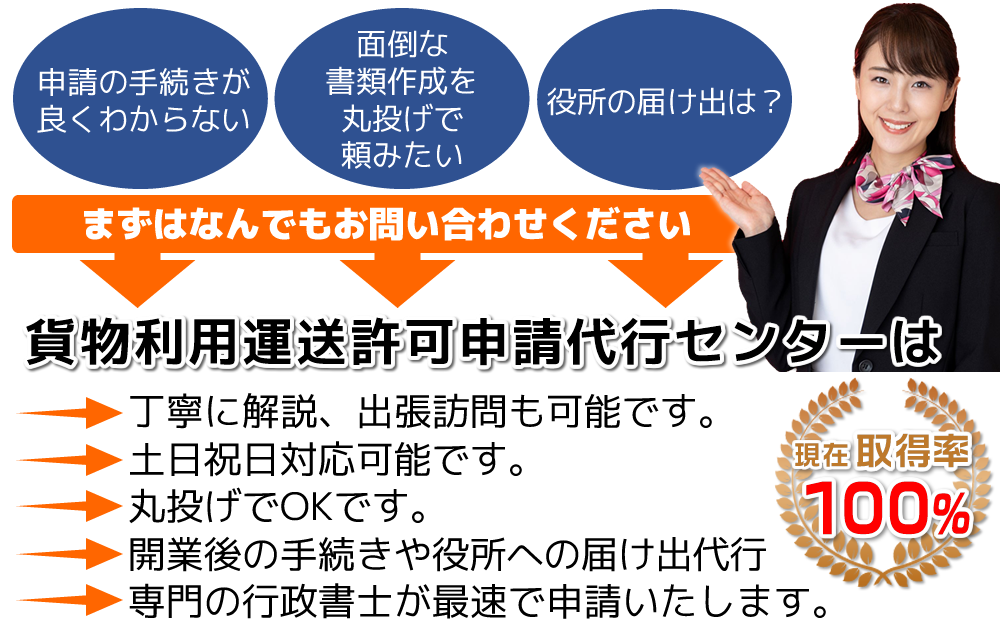 利用運送許可は専門の行政書士で